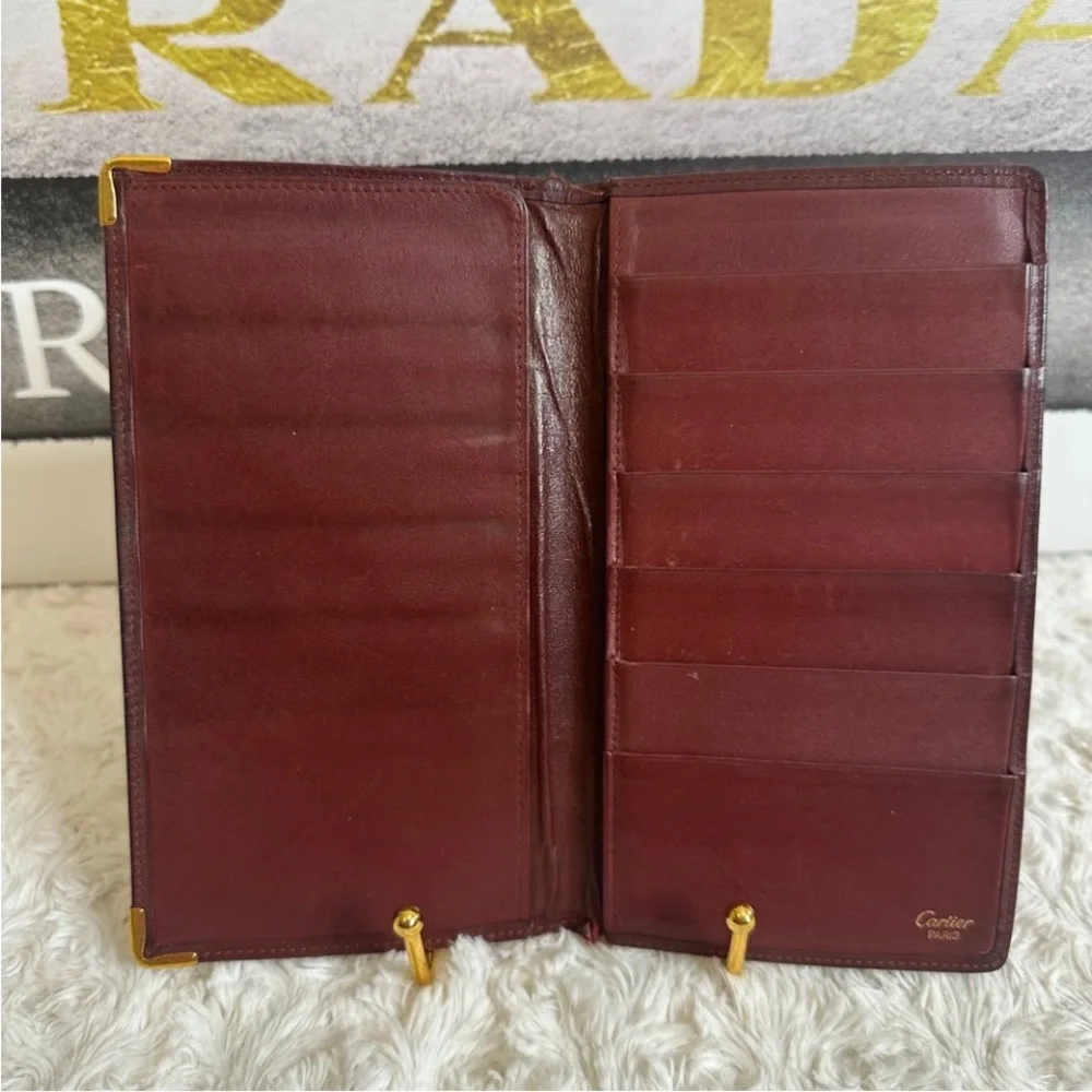 Cartier Brown Leather Wallet with Gold Trim